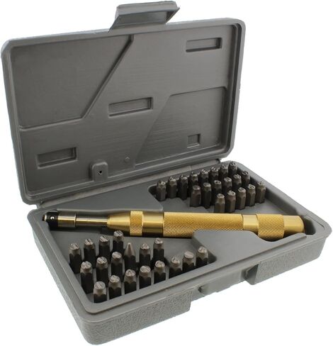 DCT Metal Stamping 37pc Tool Kit – Alphabet, Number, Symbol Stamps and Brass Punch Handle Embossing Engraving Stamp Set in Kuwait