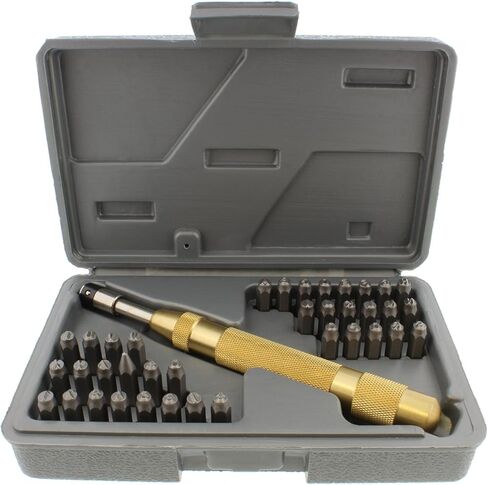 DCT Metal Stamping 37pc Tool Kit – Alphabet, Number, Symbol Stamps and Brass Punch Handle Embossing Engraving Stamp Set in Kuwait