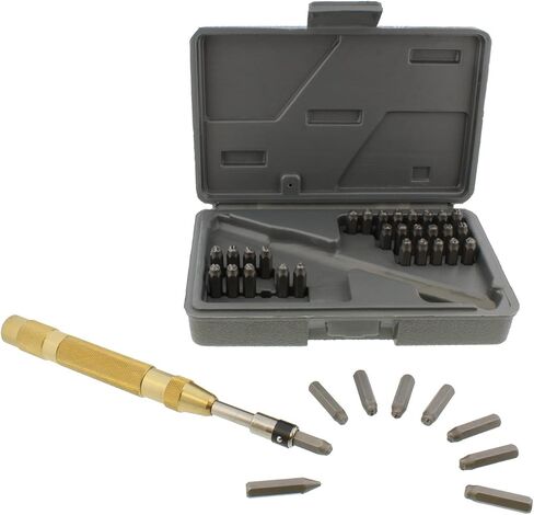 DCT Metal Stamping 37pc Tool Kit – Alphabet, Number, Symbol Stamps and Brass Punch Handle Embossing Engraving Stamp Set in Kuwait