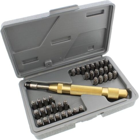 DCT Metal Stamping 37pc Tool Kit – Alphabet, Number, Symbol Stamps and Brass Punch Handle Embossing Engraving Stamp Set in Kuwait