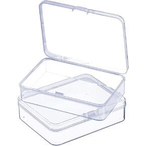علبة تخزين من 2 قطعة من البلاستيك الشفاف من ZUER ، 11.9 × 11.9 سم كبيرة من البلاستيك الشفاف علبة تخزين مع غطاء مفصلي، تستخدم لحمل المجوهرات الصغيرة in Kuwait