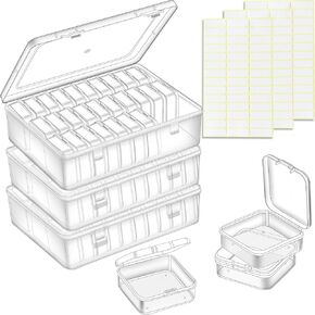 46Pcs Bead Organizer Set, Premium Small and Medium Clear Plastic Storage Boxes for Jewelry Making Crafts Screws Seeds DIY Bracelets Diamond Small Parts, Stackable Containers with Hinged Lid and Labels