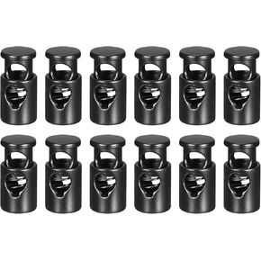 uxcell 12pcs Metal Cord Locks, 4.2mm Single Hole Spring Stopper Fastener Slider Toggles End for Drawstrings Bags Backpacks Clothing Lanyards, Black in Saudi Arabia