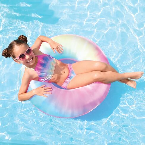 Swim Ring Glitter Inflatable Ride On Pool Toy Float - Rideable Blow Up Summer Beach Swimming Pool Toys - Pool Floaties Lounge for Summer in Kuwait