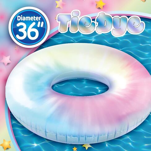 Swim Ring Glitter Inflatable Ride On Pool Toy Float - Rideable Blow Up Summer Beach Swimming Pool Toys - Pool Floaties Lounge for Summer in Kuwait