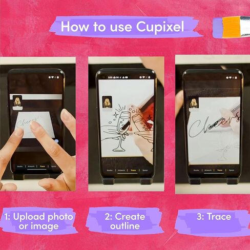 مجموعة رسم بطاقات التهنئة من Cupixel - مجموعة لوازم فنية للبطاقات، جهاز عرض فني وتتبع، مجموعة لوازم فنية DIY، لوازم رسم، جهاز عرض للرسم، مجموعة 42 قطعة مع حامل هاتف in Saudi Arabia