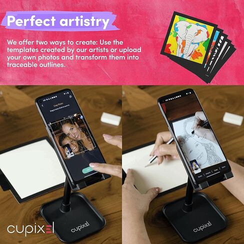 مجموعة رسم بطاقات التهنئة من Cupixel - مجموعة لوازم فنية للبطاقات، جهاز عرض فني وتتبع، مجموعة لوازم فنية DIY، لوازم رسم، جهاز عرض للرسم، مجموعة 42 قطعة مع حامل هاتف in Saudi Arabia