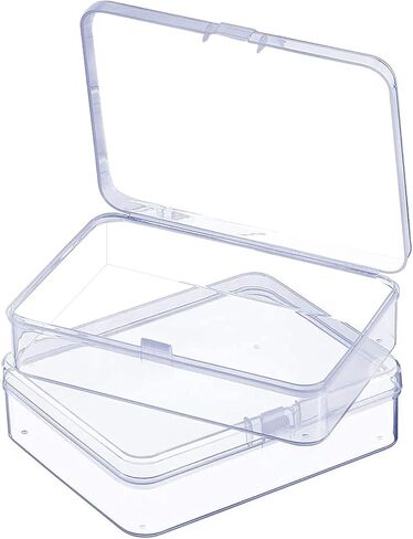 علبة تخزين من 2 قطعة من البلاستيك الشفاف من ZUER ، 11.9 × 11.9 سم كبيرة من البلاستيك الشفاف علبة تخزين مع غطاء مفصلي، تستخدم لحمل المجوهرات الصغيرة in Kuwait