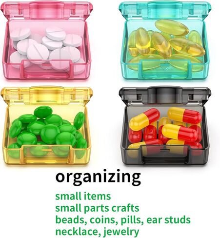TecQach 8 Pack Small Clear Plastic Bead Storage Containers Box Mini Case，with for Small Items,Pills,Herbs,Tiny Bead,Jewerlry Findings, Crafts，and Other Small Items in Kuwait