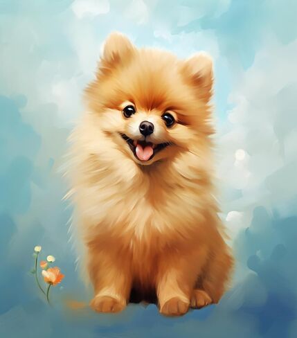 SKMN Painting by Numbers Kits for Adults DIY,Cute Animal Pomeranian,Pet Dog,DIY Oil Painting Canvas Print Wall Art Home Decoration,40x50cm in Saudi Arabia