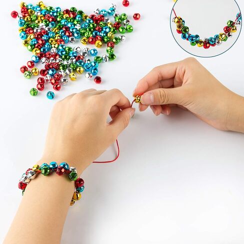 200PCS Mini Jingle Bells Bulk with 25 Meters Red Cords,10mm Small Bells for Christmas,Crafts Party Decorations and Jewelry Making in Saudi Arabia