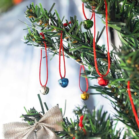 200PCS Mini Jingle Bells Bulk with 25 Meters Red Cords,10mm Small Bells for Christmas,Crafts Party Decorations and Jewelry Making in Saudi Arabia