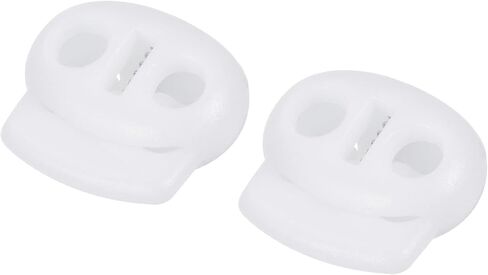 METALLIXITY Cord Lock Stopper End 6Pcs, Plastic Double Hole Stopper Spring Toggle Fastener - for Drawstrings Clothing, Bags, White in Saudi Arabia