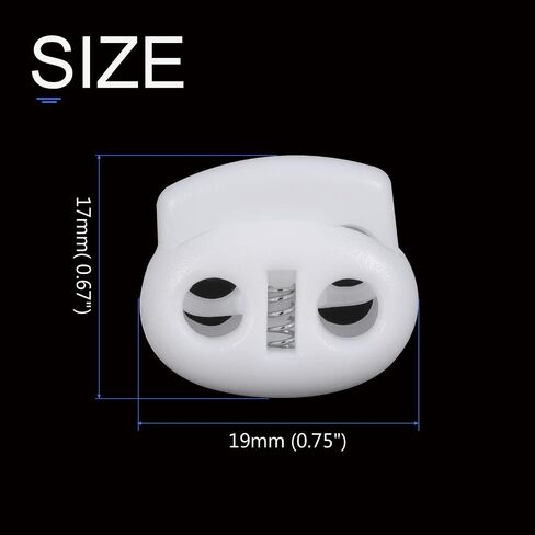 METALLIXITY Cord Lock Stopper End 6Pcs, Plastic Double Hole Stopper Spring Toggle Fastener - for Drawstrings Clothing, Bags, White in Saudi Arabia