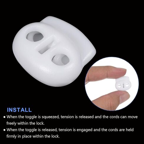 METALLIXITY Cord Lock Stopper End 6Pcs, Plastic Double Hole Stopper Spring Toggle Fastener - for Drawstrings Clothing, Bags, White in Saudi Arabia