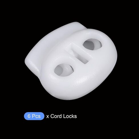 METALLIXITY Cord Lock Stopper End 6Pcs, Plastic Double Hole Stopper Spring Toggle Fastener - for Drawstrings Clothing, Bags, White in Saudi Arabia