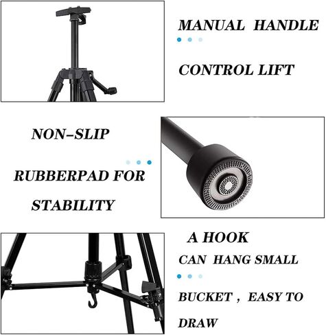 حامل فنان، قابل للتعديل بدرجة عالية، ثابت وسهل الحمل. حامل ثلاثي القوائم للرسم والعرض مع حقيبة حمل (اسود) in Kuwait