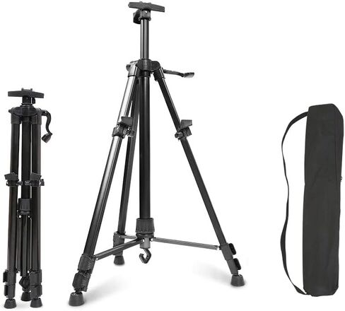 حامل فنان، قابل للتعديل بدرجة عالية، ثابت وسهل الحمل. حامل ثلاثي القوائم للرسم والعرض مع حقيبة حمل (اسود) in Kuwait