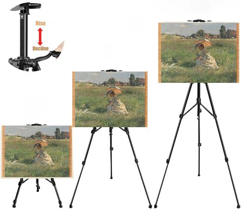 حامل فنان، قابل للتعديل بدرجة عالية، ثابت وسهل الحمل. حامل ثلاثي القوائم للرسم والعرض مع حقيبة حمل (اسود) in Kuwait