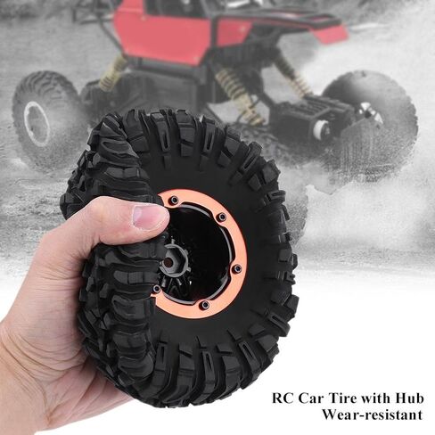 Dilwe 1/10 RC Car Tyre, RC Off Road Tires RC Crawler Car Wheel & Blue Hubs for 1/10 RC Off-Road Car Crawler Truck in Saudi Arabia