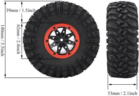 Dilwe 1/10 RC Car Tyre, RC Off Road Tires RC Crawler Car Wheel & Blue Hubs for 1/10 RC Off-Road Car Crawler Truck in Saudi Arabia