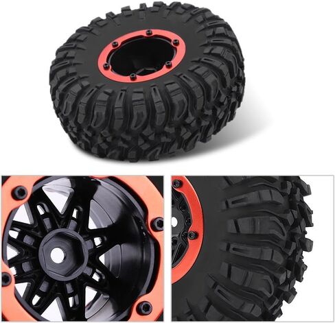 Dilwe 1/10 RC Car Tyre, RC Off Road Tires RC Crawler Car Wheel & Blue Hubs for 1/10 RC Off-Road Car Crawler Truck in Saudi Arabia