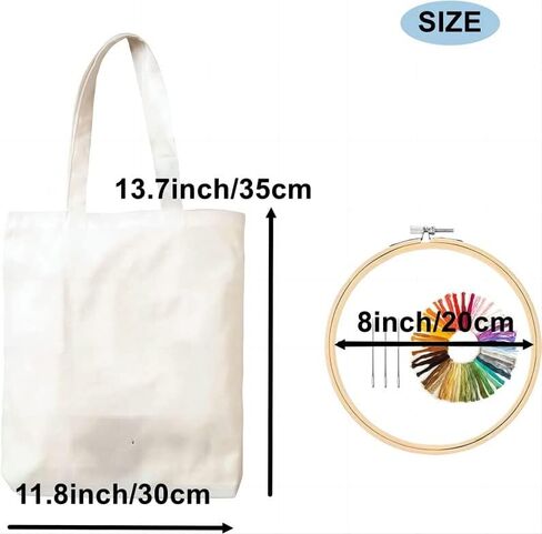 White Cotton Canvas Tote Bag Embroidery Kit,Flowers Art Pattern,Cross Stitch Kits, Including Stamped Embroidery Bag with Hoops,Needle, Instruction Manual and Color Threads for Beginner (JQ03) in Saudi Arabia