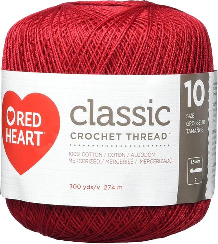 Coats Crochet Red Heart Classic Crochet, Thread Size 10, Victory Red in Kuwait
