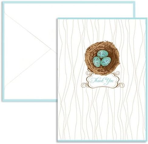 Signature Line - Robin's Eggs Folded Thank You Card (1 Card + 1 Envelopes) | Rungtong & Co. Stationery Line in Saudi Arabia