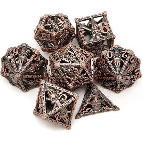 DND Dice Set Polyhedron Dice Skull Hollow Metal Dice for Dungeons and Dragons Role Playing Games PCCECQEE Dice 7PCS D&D Set Collection Gifts (red copper01) in Saudi Arabia
