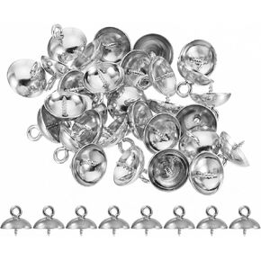 PATIKIL Eye Pin Bail Peg Pendants, 30Pcs 8x4mm 304 Stainless Steel Mini Screw Eye Pin with Cap for Half Drilled Beads Pearls Jewelry Earring Making, Gold Tone