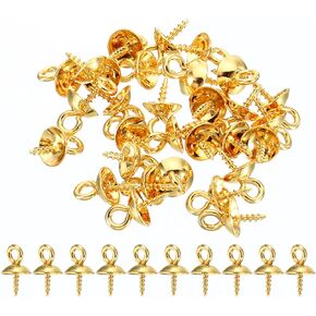 PATIKIL العين دبوس الكفالة ربط المعلقات، 30pcs 8x4mm 304 الفولاذ المقاوم للصدأ المسمار العين دبوس صغير مع غطاء لنصف حفر الخرز اللؤلؤ صنع القرط المجوهرات، لهجة الذهب