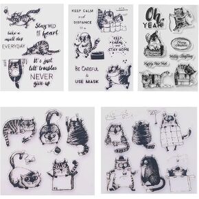 اي زد اس جي طوابع شفافة بتصميم قطط كرتونية لسجل القصاصات والبطاقات الزخرفية وصنع البوم الصور والحرف اليدوية من السيليكون مستلزمات الديكور الممتعة in Kuwait