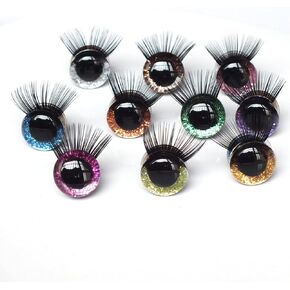 WellieSTR 10Pairs(20PCS) 16mm Safety Eyes with Eyelash for Amigurumi Big Stuffed Animal Eyes Plastic Craft Crochet Eyes,DIY of Puppet, Bear, Toy Doll Making Supplies,10 Color in Kuwait