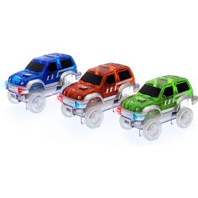 PicassoTiles 3 Pack LED Race Track Cars, Magnetic Tile STEM Toy Set Ages 3+ in Saudi Arabia
