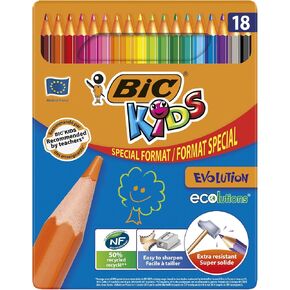 BiC Kid's Ecolutions Evolution Colouring Pencils - Multi-Coloured, Pack of 18 in Kuwait