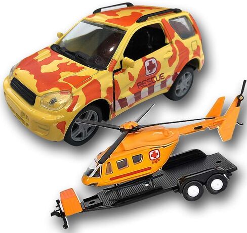 ArtCreativity SUV Toy Car with Trailer and Helicopter Playset for Kids, Interactive Safari Play Set with Detachable Helicopter and Opening Doors on 4 x 4 Toy Truck, Best Birthday Gift for Boys & Girls in Saudi Arabia