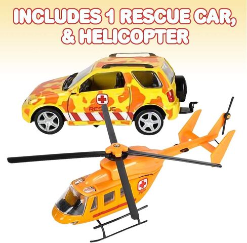 ArtCreativity SUV Toy Car with Trailer and Helicopter Playset for Kids, Interactive Safari Play Set with Detachable Helicopter and Opening Doors on 4 x 4 Toy Truck, Best Birthday Gift for Boys & Girls in Saudi Arabia