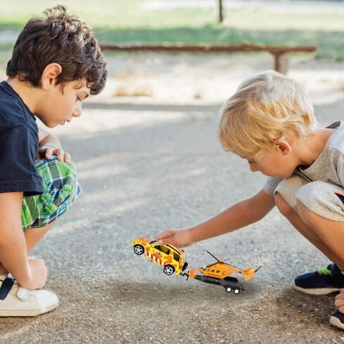 ArtCreativity SUV Toy Car with Trailer and Helicopter Playset for Kids, Interactive Safari Play Set with Detachable Helicopter and Opening Doors on 4 x 4 Toy Truck, Best Birthday Gift for Boys & Girls in Saudi Arabia