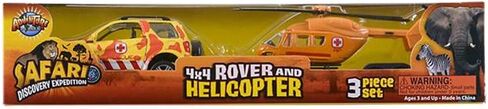 ArtCreativity SUV Toy Car with Trailer and Helicopter Playset for Kids, Interactive Safari Play Set with Detachable Helicopter and Opening Doors on 4 x 4 Toy Truck, Best Birthday Gift for Boys & Girls in Saudi Arabia
