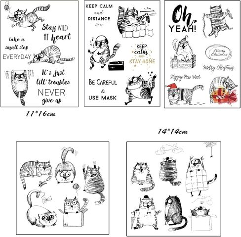 اي زد اس جي طوابع شفافة بتصميم قطط كرتونية لسجل القصاصات والبطاقات الزخرفية وصنع البوم الصور والحرف اليدوية من السيليكون مستلزمات الديكور الممتعة in Kuwait