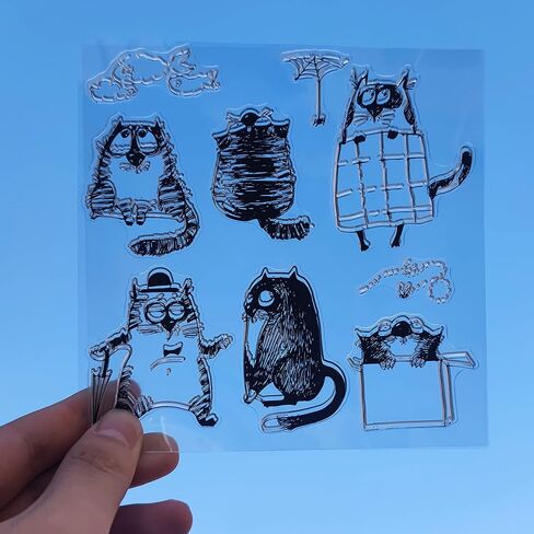 اي زد اس جي طوابع شفافة بتصميم قطط كرتونية لسجل القصاصات والبطاقات الزخرفية وصنع البوم الصور والحرف اليدوية من السيليكون مستلزمات الديكور الممتعة in Kuwait