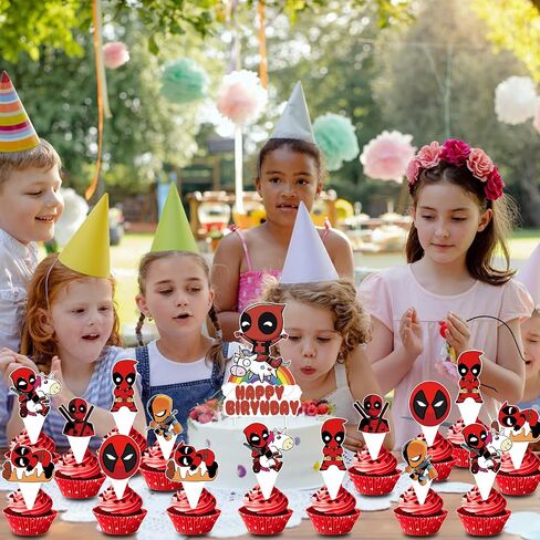 ديكورات حفلات أعياد الميلاد من Dead_Pool، 25 قطعة من أغطية الكعك ذات طابع Dead_Pool وأغطية الكب كيك لديكور لوازم حفلات Deadpool in Saudi Arabia