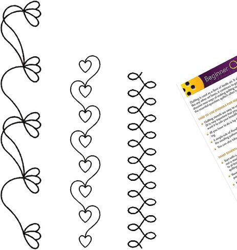 Quilting Creations Stencils for Machine and Hand Quilting - 3 Quilting Stencils for Border Patterns | Terry Twist Heart Border, Terry Twist Feather Border, Border Plastic Quilt Stencil Set with Guide in Saudi Arabia