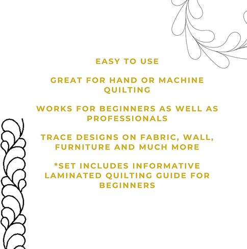 Quilting Creations Stencils for Machine and Hand Quilting - 2 Quilting Stencils for Block, Border Patterns | Antique Feather, Feather Border Plastic Quilt Stencil Set with Guide in Saudi Arabia