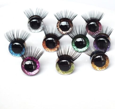 WellieSTR 10Pairs(20PCS) 16mm Safety Eyes with Eyelash for Amigurumi Big Stuffed Animal Eyes Plastic Craft Crochet Eyes,DIY of Puppet, Bear, Toy Doll Making Supplies,10 Color in Kuwait