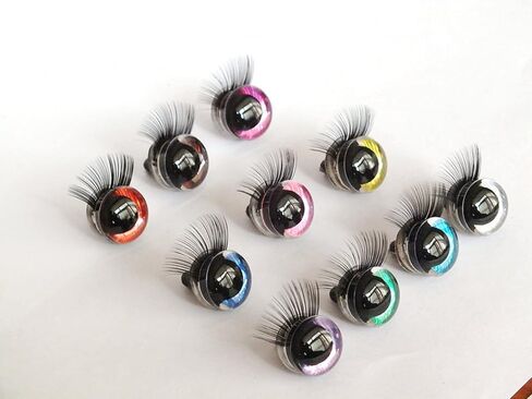 WellieSTR 10Pairs(20PCS) 16mm Safety Eyes with Eyelash for Amigurumi Big Stuffed Animal Eyes Plastic Craft Crochet Eyes,DIY of Puppet, Bear, Toy Doll Making Supplies,10 Color in Kuwait