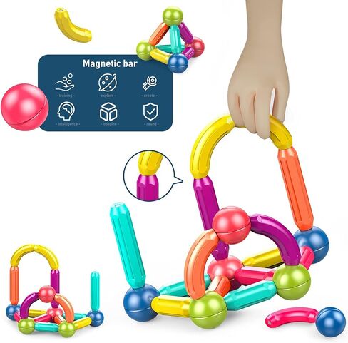 Learning Boys Girls Toys Age 4-5,Magnetic Blocks Magnet Toys for Toddlers 1-3,Magnetic Balls and Rods Set Educational Magnet Building Blocks,Kids Toys for 3+ Year Old Gifts(25pcs) in Saudi Arabia