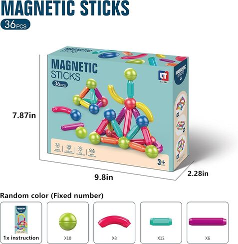 Learning Boys Girls Toys Age 4-5,Magnetic Blocks Magnet Toys for Toddlers 1-3,Magnetic Balls and Rods Set Educational Magnet Building Blocks,Kids Toys for 3+ Year Old Gifts(25pcs) in Saudi Arabia
