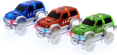 PicassoTiles 3 Pack LED Race Track Cars, Magnetic Tile STEM Toy Set Ages 3+ in Kuwait